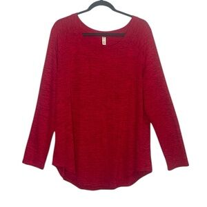LEO ROSI WOMENS RED LONG SLEEVE TUNIC SWEATER LIGHTWEIGHT STRETCHY PLUS SIZE 3XL